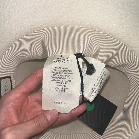 Authentic Gucci white Aurora rabbit felt Fedora sun hat size small - Picture 5 of 10
